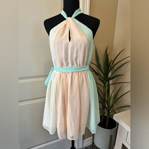 Elegant Halter Dress in Pastel Shades